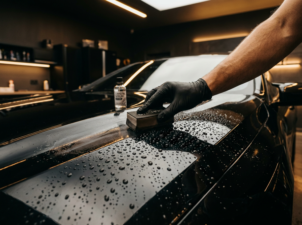 Ceramic coating water beading effect